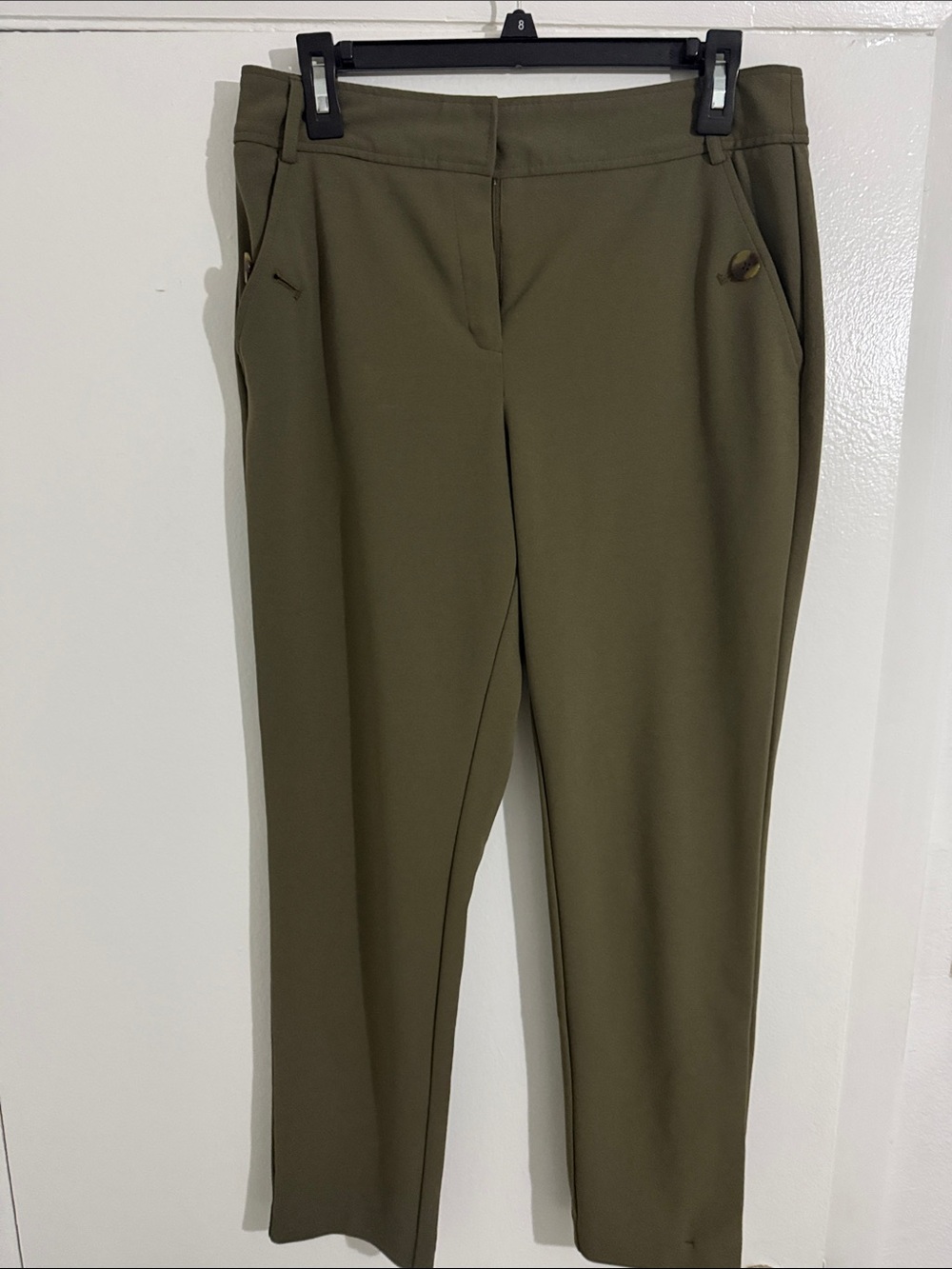 Calvin Klein Olive Straight-Leg Women's Trousers